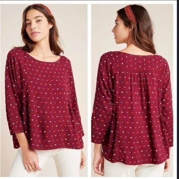 Maeve Anthropologie Anthro Dottie top blouse size L - Picture 6 of 6